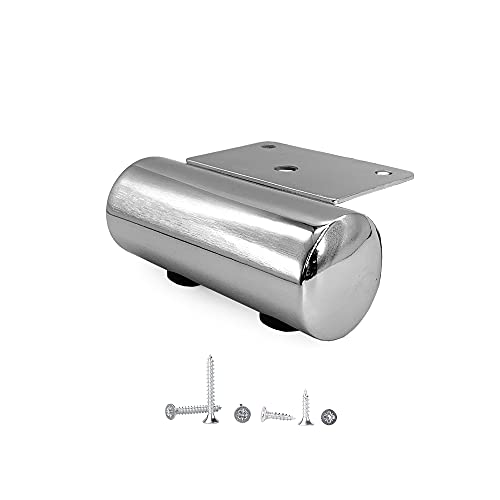 Juego de 8 patas de muebles de cromo brillante de 44 mm de altura, patas de metal redondas Ø 40 mm, patas de armario, patas de sofá, elevadores de cama, tornillos incluidos (8 unidades)