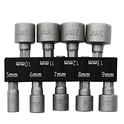 Juego de 9 llaves de tubo de 5 a 13mm para tornillos hexagonales de 1/4 de pulgada