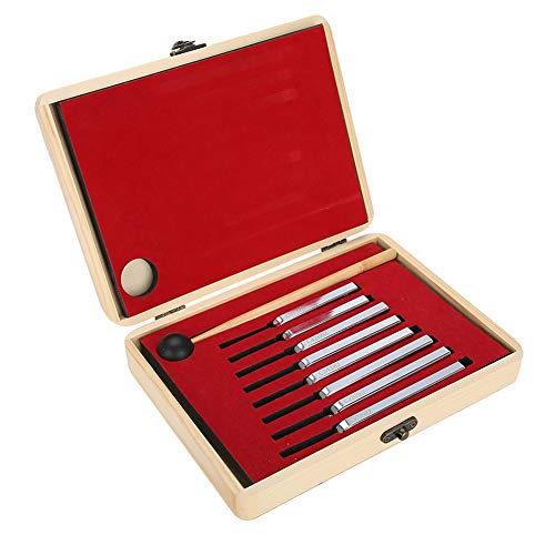 Juego de diapasones, 8 diapasones de acero United Scientific de octava con mazo de caja de madera, diapasones de física antiherrumbre, afinación de instrumentos para clases de física, sala de música
