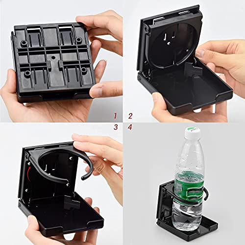 Julyee 2 Piezas Posavasos Coche, Soporte de Bebida Plegable con Tornillos para Automóvil Truck Boat Van - 98 mm, Negro
