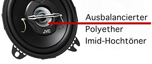 JVC CS-J420X - Altavoces coaxiales para coche (21 W RMS, 45 - 22000 Hz, 10cm (4'), 2 vías), negro