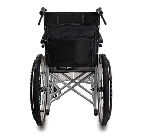 JY Silla de ruedas ergonómica Ligero 14Kg Transporte plegable Médico Cómodo Apoyabrazos Respaldo Asiento Columpio Reposapiernas 100Kg Carga de carga 38 * 40Cm Asiento Vagón/Negro