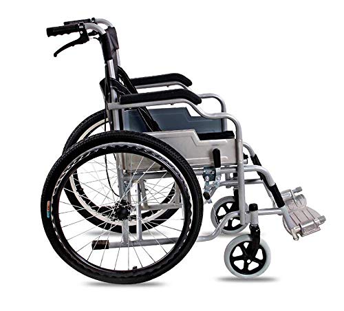 JY Silla de ruedas ergonómica Ligero 14Kg Transporte plegable Médico Cómodo Apoyabrazos Respaldo Asiento Columpio Reposapiernas 100Kg Carga de carga 38 * 40Cm Asiento Vagón/Negro