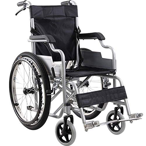 JY Silla de ruedas ergonómica Ligero 14Kg Transporte plegable Médico Cómodo Apoyabrazos Respaldo Asiento Columpio Reposapiernas 100Kg Carga de carga 38 * 40Cm Asiento Vagón/Negro