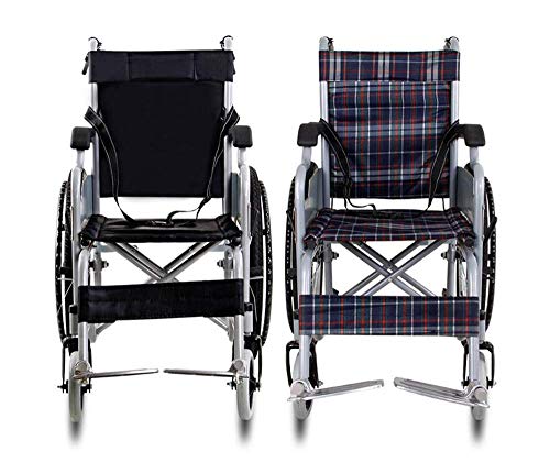 JY Silla de ruedas ergonómica Ligero 14Kg Transporte plegable Médico Cómodo Apoyabrazos Respaldo Asiento Columpio Reposapiernas 100Kg Carga de carga 38 * 40Cm Asiento Vagón/Negro