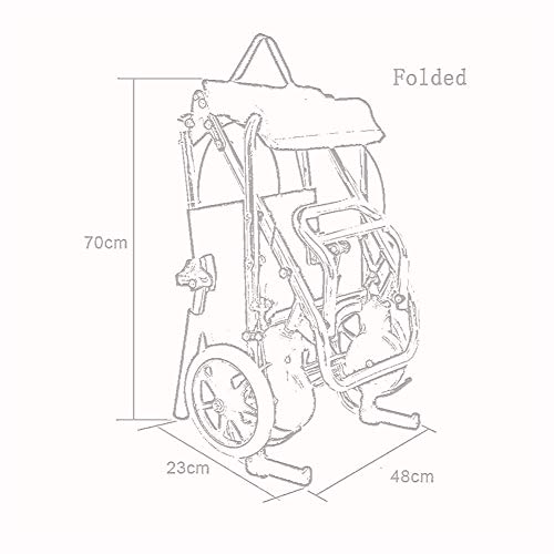 JY Silla de Ruedas Plegable de Embarque Ligera Disponible Aleación de Aluminio Apoyabrazos Respaldo Doble Freno Neumático Sólido Portátil Transporte adulto/Negro