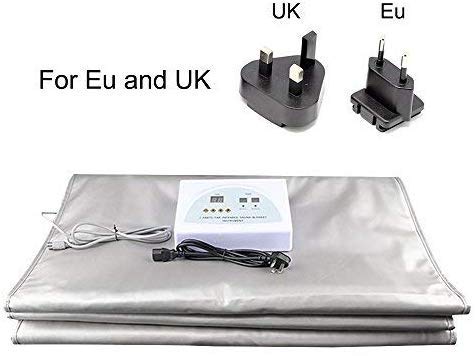 Kacsoo Manta de sauna infrarroja lejana 220 V con forma de cuerpo, desintoxicación adelgazante, máquina de fitness para el hogar, spa, manta de sauna plateada para adelgazar