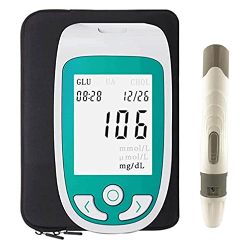 KaKaDz 3 en 1 medidor de Prueba de Kit de colesterol for colesterol/Prueba de glucosa en Sangre/ácido úrico con Gran LCD Pantalla y 85 Tiras for Uso doméstico. (Kit : Tester+85PCS Strips)