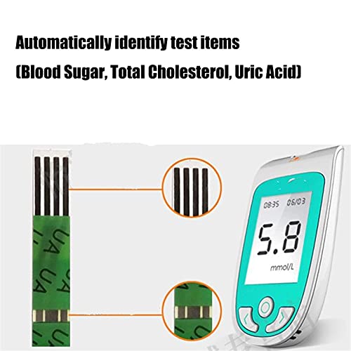 KaKaDz 3 en 1 medidor de Prueba de Kit de colesterol for colesterol/Prueba de glucosa en Sangre/ácido úrico con Gran LCD Pantalla y 85 Tiras for Uso doméstico. (Kit : Tester+85PCS Strips)