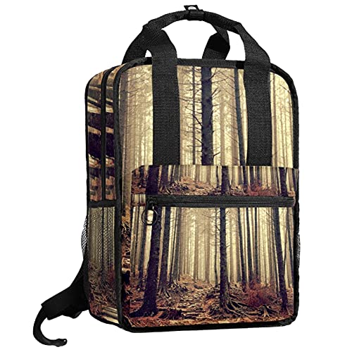 KAMEARI Mochila de la universidad de los libros de la bolsa de hombro de los libros con niebla escalera aventura vegetación líder