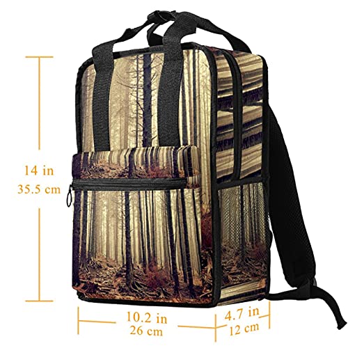 KAMEARI Mochila de la universidad de los libros de la bolsa de hombro de los libros con niebla escalera aventura vegetación líder