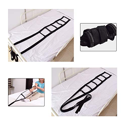 Kangwell - Escalera para cama con 6 asas, dispositivo de ayuda con correa de asa, escalera de cuerda, sentado, elevación para ancianos, ancianos, pacientes de recuperación de lesiones