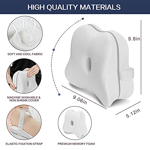 KANRAX Almohadas posicionadoras de Pierna– Mejor para Pierna, Espalda, y Rodilla Pain- Espuma con Efecto Memoria Pierna Almohada con Funda extraíble -Blanco
