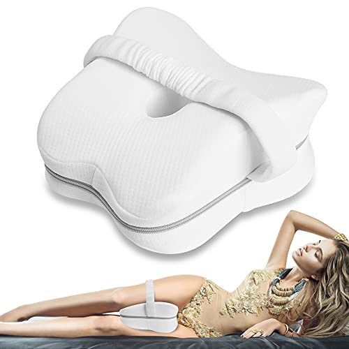 KANRAX Almohadas posicionadoras de Pierna– Mejor para Pierna, Espalda, y Rodilla Pain- Espuma con Efecto Memoria Pierna Almohada con Funda extraíble -Blanco