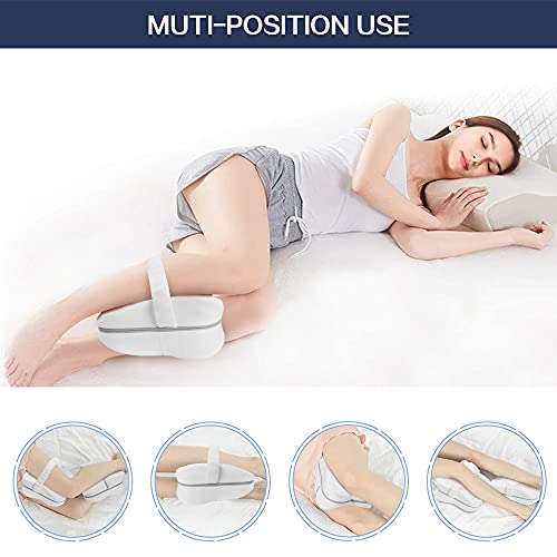 KANRAX Almohadas posicionadoras de Pierna– Mejor para Pierna, Espalda, y Rodilla Pain- Espuma con Efecto Memoria Pierna Almohada con Funda extraíble -Blanco