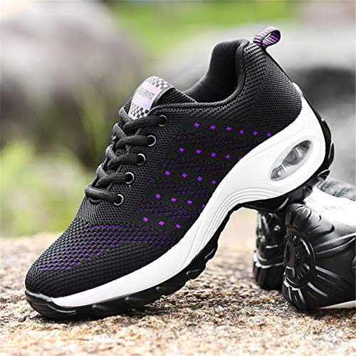 Kauson Nuevo S zapatos corrientes de aire Deportes de absorción de impactos zapatillas de deporte a pie de malla transpirable ligero gimnasia 5 Reino Unido Negro