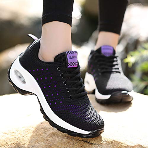 Kauson Nuevo S zapatos corrientes de aire Deportes de absorción de impactos zapatillas de deporte a pie de malla transpirable ligero gimnasia 5 Reino Unido Negro
