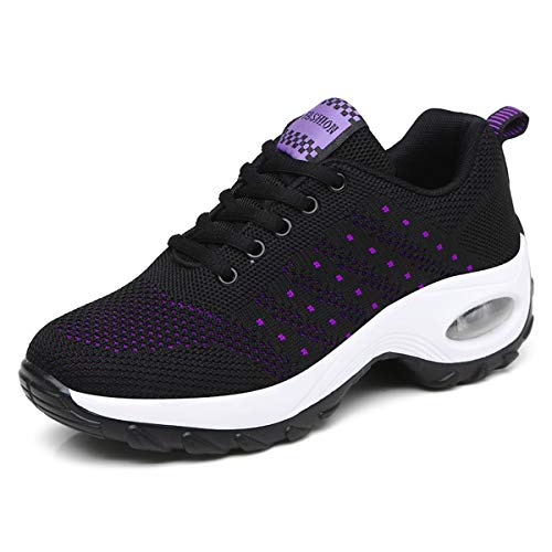 Kauson Nuevo S zapatos corrientes de aire Deportes de absorción de impactos zapatillas de deporte a pie de malla transpirable ligero gimnasia 5 Reino Unido Negro