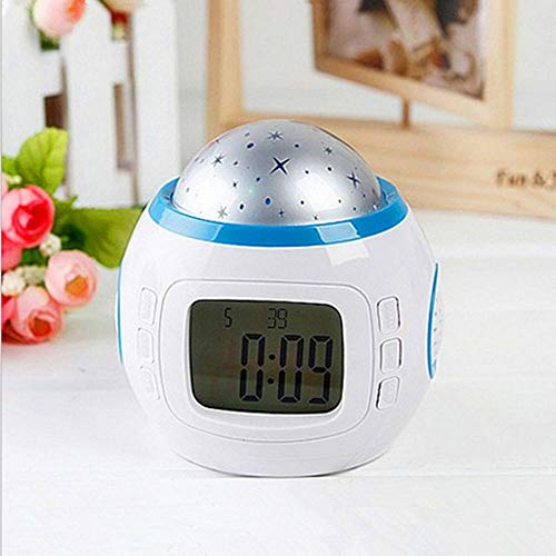 Keetech Despertador Infantil,Pantalla LED Digital Música Proyección para Niños con Calendario Termómetro Posponer Alarma