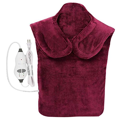 KHXJYC Almohadilla de calefacción eléctrico, la Almohadilla de Aislamiento térmico para el Alivio del Dolor, la Cubierta de Masaje compresa Caliente para el Hombro y Parte Posterior del Cuello,Rojo