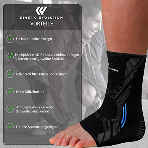 Kinetic Evolution Tobillera para hombre y mujer, 2 unidades, antideslizante, tobillera transpirable, vendaje de compresión, vendaje para el tobillo, vendaje deportivo para fútbol, talla L, color rosa
