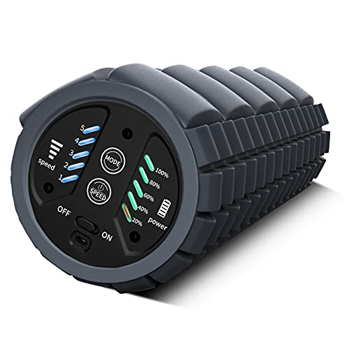KINGFIT Vibrating Foam Roller, 5-Speed Electric Foam Roller for Muscle Recovery,16-65HZ, Deep Tissue Trigger Point Muscle Relaxing, Carry Bag, USB Cord Included(VF1)