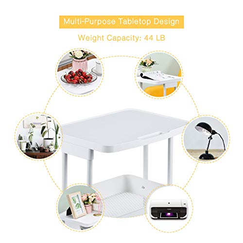 KINGRACK Carro de Servicio 3 Niveles,Almacenamiento de Carro rodante de Metal Organizador con Tablero de Mesa,Escritorio portátil de Estante de la Utilidad para la Cocina el hogar la Oficina