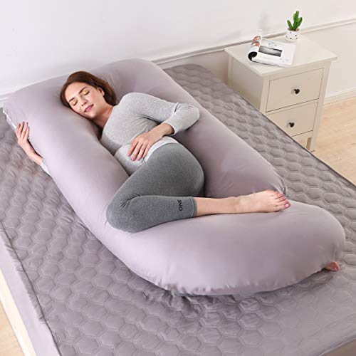KINRU Almohada de Maternidad , Almohada de Embarazada Grande Multifuncional de Cuerpo Completo en Forma de J, Adecuada para Cuello, Espalda, Piernas de Las Mujeres Embarazadas