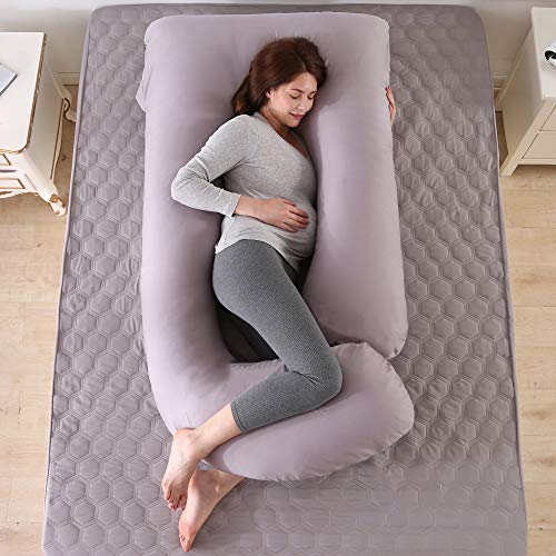 KINRU Almohada de Maternidad , Almohada de Embarazada Grande Multifuncional de Cuerpo Completo en Forma de J, Adecuada para Cuello, Espalda, Piernas de Las Mujeres Embarazadas