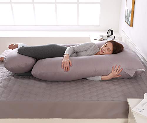 KINRU Almohada de Maternidad , Almohada de Embarazada Grande Multifuncional de Cuerpo Completo en Forma de J, Adecuada para Cuello, Espalda, Piernas de Las Mujeres Embarazadas