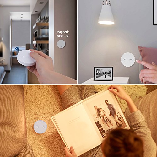 Kit de Interruptor de Luces Inalámbricas, LoraTap 2 Piezas Interruptor Inalámbrico + Receptor de Relevo 2500W Control Remoto de Radio 200m Mando a Distancia para Casa Iluminación y Electrodomésticos