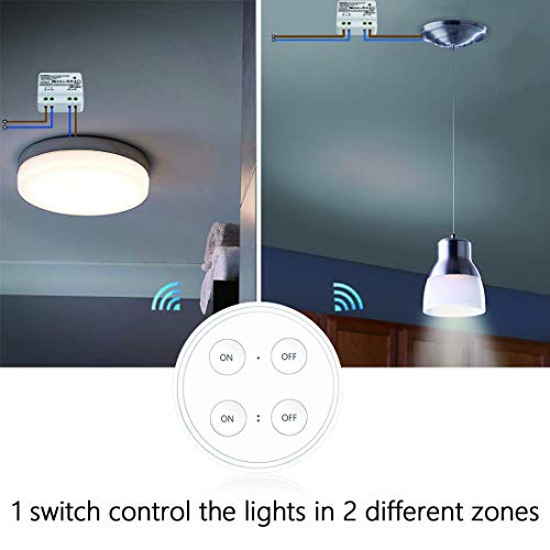 Kit de Interruptor de Luces Inalámbricas, LoraTap Interruptor Inalámbrico + 2 Piezas Receptor de Relevo Control Remoto de Radio Hasta 200m Mando a Distancia para Casa Iluminación y Electrodomésticos