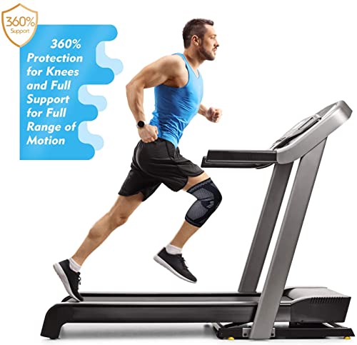 KJGFES 1 par de Rodilleras para Dolor de Rodilla, Soporte de Manga de compresión de Rodilla con estabilizadores de Resorte Laterales de Almohadilla de Gel para rótula (L)