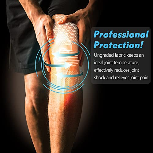 KJGFES 1 par de Rodilleras para Dolor de Rodilla, Soporte de Manga de compresión de Rodilla con estabilizadores de Resorte Laterales de Almohadilla de Gel para rótula (L)