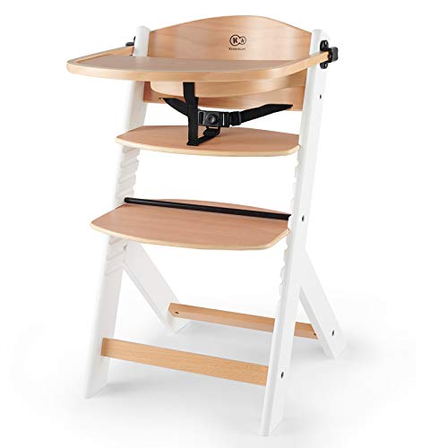kk Kinderkraft Trona Bebé de Madera ENOCK, Evolutiva Silla Alta, Ergonómica, Regulable, Blanco