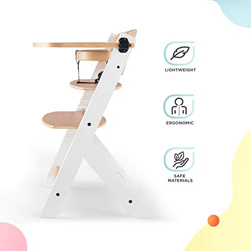 kk Kinderkraft Trona Bebé de Madera ENOCK, Evolutiva Silla Alta, Ergonómica, Regulable, Blanco