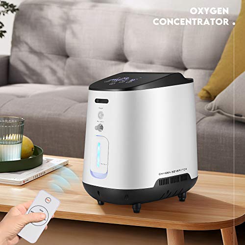 KKTECT Concentrador de oxígeno,Máquina de oxígeno portátil ajustable con hermoso panel de color grande IMD Gran flujo de 1-7L / min 42db Silencioso para uso doméstico y de viaje
