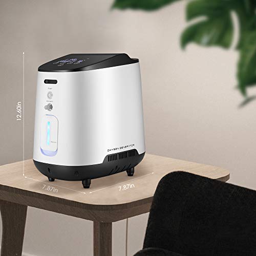 KKTECT Concentrador de oxígeno,Máquina de oxígeno portátil ajustable con hermoso panel de color grande IMD Gran flujo de 1-7L / min 42db,para uso doméstico y de viaje