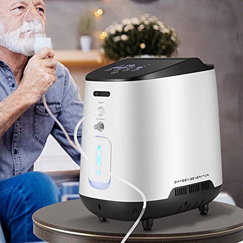 KKTECT Concentrador de oxígeno,Máquina de oxígeno portátil ajustable con hermoso panel de color grande IMD Gran flujo de 1-7L / min 42db,para uso doméstico y de viaje