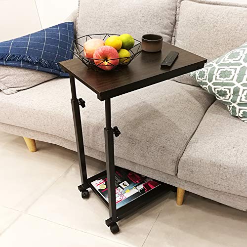 KKTONER Mesa para computadora portátil mesa auxiliar con ruedas mesa plegable auxiliar altura ajustable mesa de café pequeño libro en la cama o sofá mesa de desayuno