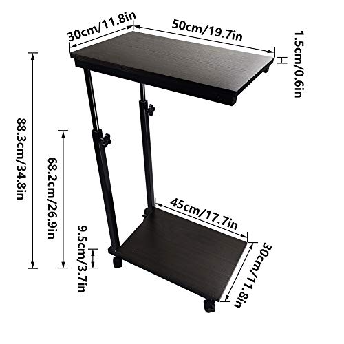 KKTONER Mesa para computadora portátil mesa auxiliar con ruedas mesa plegable auxiliar altura ajustable mesa de café pequeño libro en la cama o sofá mesa de desayuno
