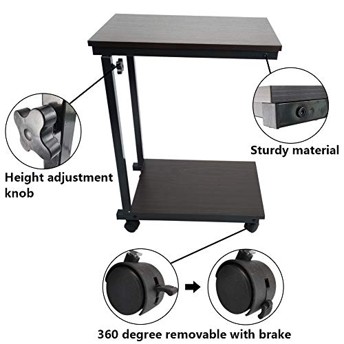 KKTONER Mesa para computadora portátil mesa auxiliar con ruedas mesa plegable auxiliar altura ajustable mesa de café pequeño libro en la cama o sofá mesa de desayuno