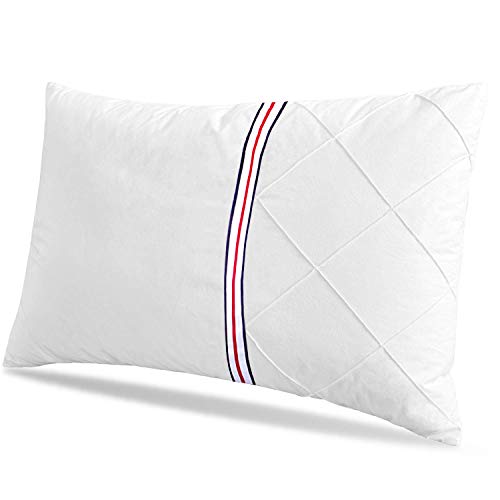 KLAS REMO Almohada Fibra, Almohada de 48x74 cm Almohada con Funda 100% Algodón Almohada Firmeza Media/Baja Almohada Hotel- 1 Unidad
