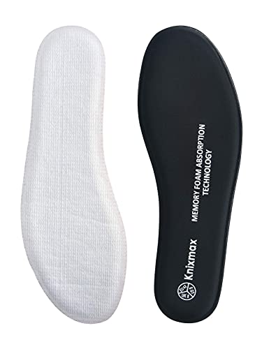 Knixmax Plantillas Memory Foam para Zapatos de Mujer y Hombre, Plantillas Confort Amortiguadoras Cómodas y Flexibles para Trabajo, Deportes, Caminar, Senderismo, EU44 Negro