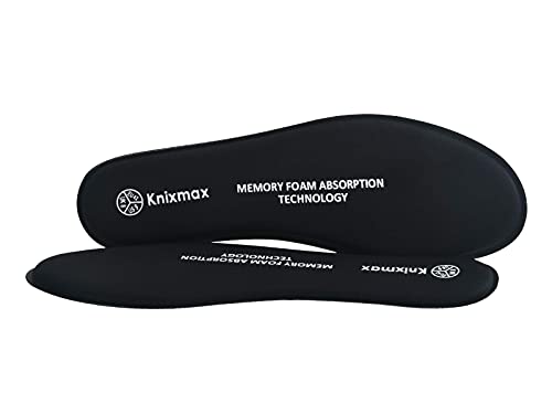 Knixmax Plantillas Memory Foam para Zapatos de Mujer y Hombre, Plantillas Confort Amortiguadoras Cómodas y Flexibles para Trabajo, Deportes, Caminar, Senderismo, EU44 Negro