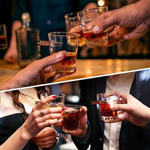 Kollea Vasos de Chupitos de Whisky Bala Juego de 4, Soplado a Mano Vasos de Chupitos Cristal con Base Pesada, Personalizados Juegos de Regalo de Vaso de Whisky para Hombres/Papá/Esposo - 60ML