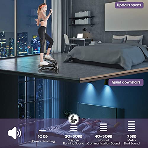 KOSIEJINN Mini Stepper Fitness,Hogar Stepper Fitness,Stepper Cardio Fitness Máquina Step con Bandas de Resistencia, LED Pantalla Datos de Ejercicio,Usado para Pérdida de Peso aeróbica Ejercicio