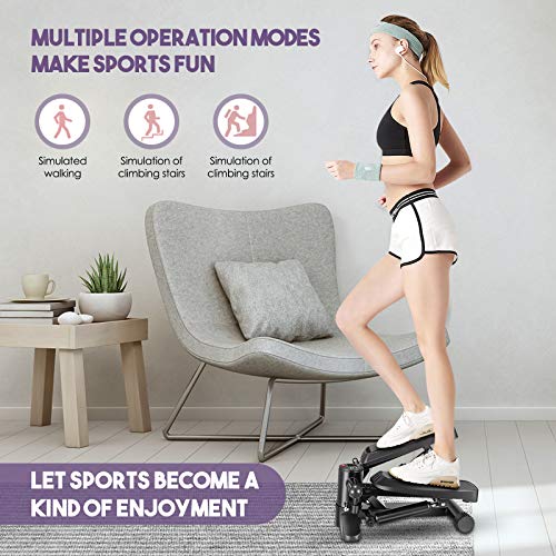KOSIEJINN Mini Stepper Fitness,Hogar Stepper Fitness,Stepper Cardio Fitness Máquina Step con Bandas de Resistencia, LED Pantalla Datos de Ejercicio,Usado para Pérdida de Peso aeróbica Ejercicio
