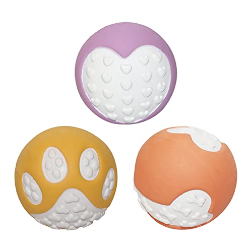 kpysit Pelota de Goma para Perros, Pelota de Juguete para Perros, 3PCS Pelota de Juguete Redondo con baches, Que se Utiliza para Mejorar Las emociones de Las Mascotas (Naranja, Amarillo, púrpura)