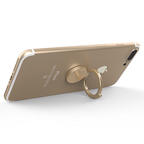 Kronya® | Portaobjetos giratorio 360 ° para smartphone | Sostenedor aptitud dedo coche celular anillo soporte teléfono móvil Apple iPhone iPad 7 8 10 X Samsung Galaxy S8 3 (Plata)